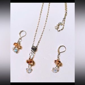 Crystal butterfly necklace and earrings set